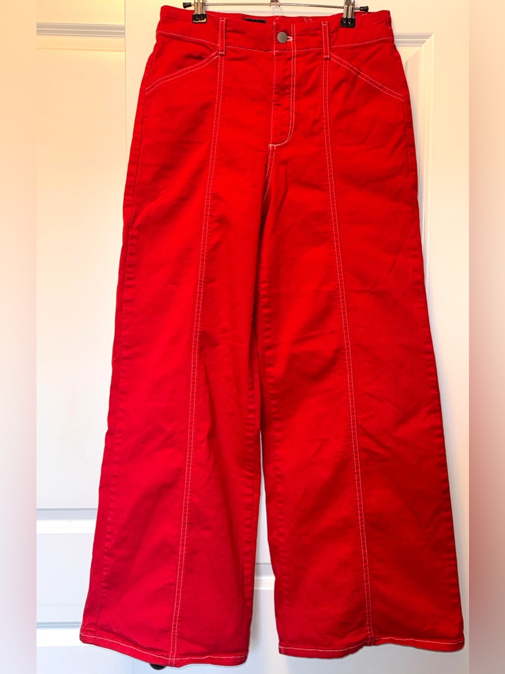 Maeve Anthropologie Jeans Wide Leg High-Rise Red Sz 29 - Picture 5 of 8
